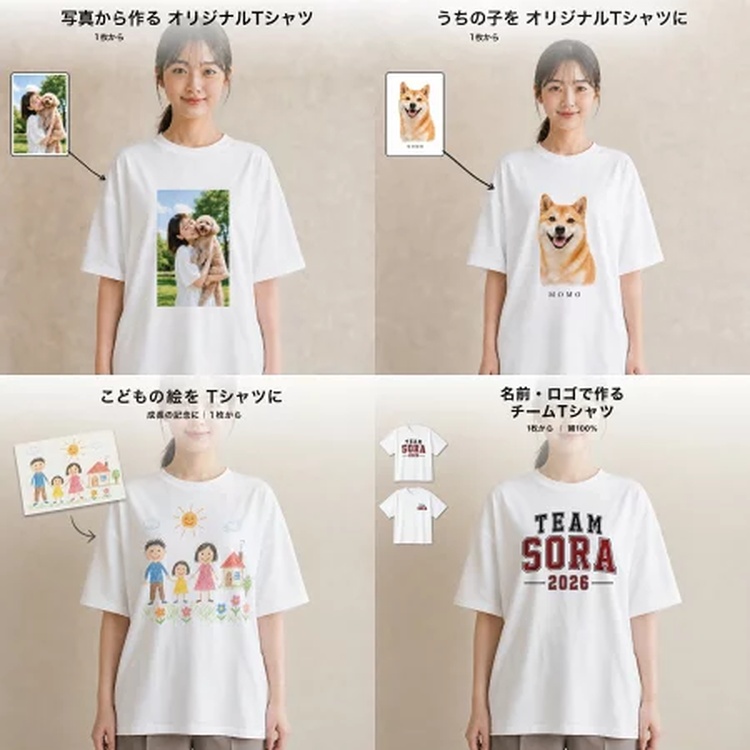 【1枚からOK】写真・イラスト・文字でつくる オリジナルTシャツ（国内プリント・綿100%） 9