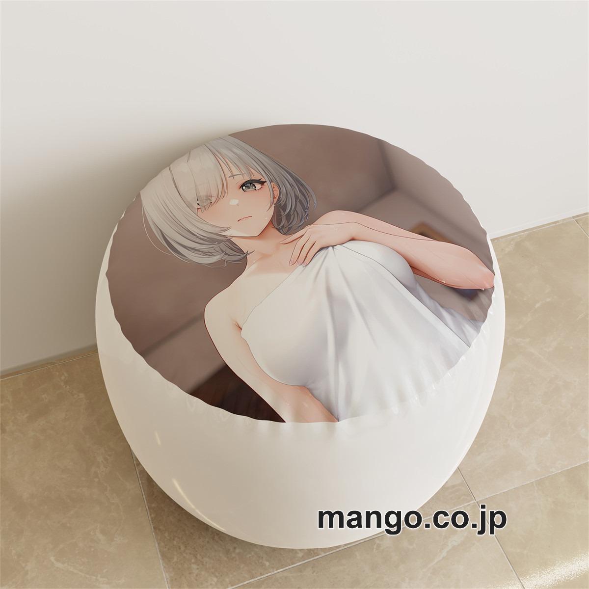 PVC ラウンドスツール アニメ キャラクター【佐紹ミヒロ】裸バスタオル 紫下着pvcスツールPVC製 キャラクターグッズ コレクション用