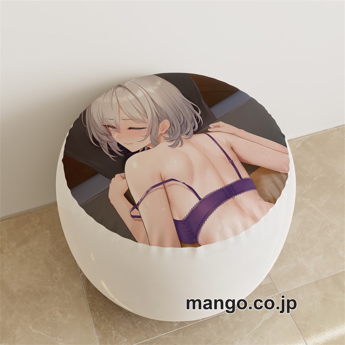 PVC ラウンドスツール アニメ キャラクター【佐紹ミヒロ】裸バスタオル 紫下着pvcスツールPVC製 キャラクターグッズ コレクション用 2